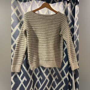 LOFT Cream and Metallic Gray sweater Size M